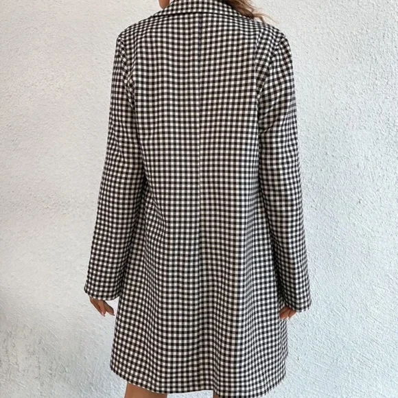 Classic Plaid Button up Blazer Jacket Minimalist - Picture 5 of 5